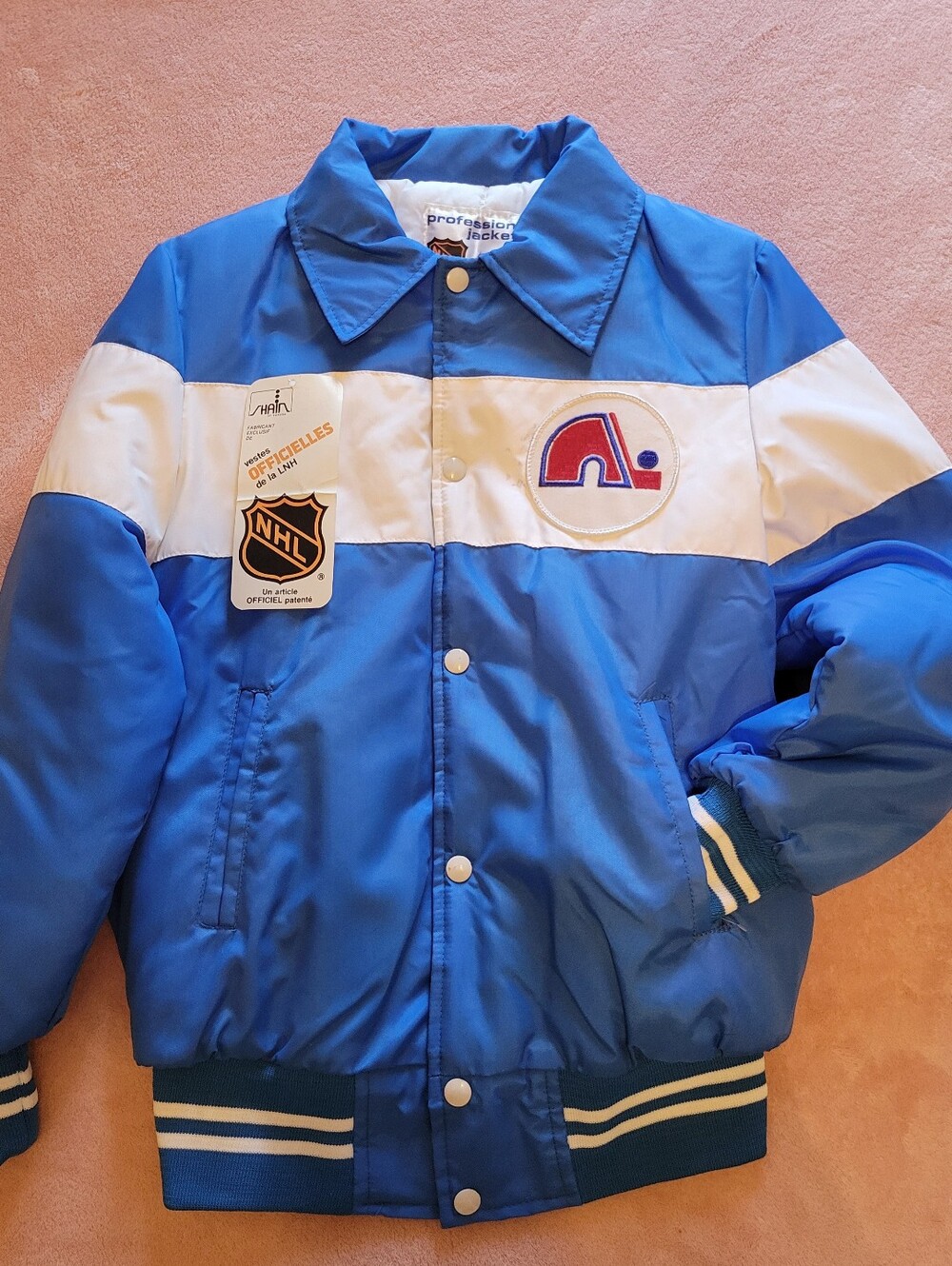 Vintage 80s Quebec Nordiques NHL hockey Jacket , Large Boys Kids